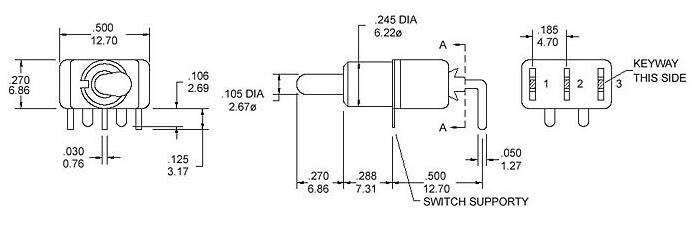 單排紅色彎腳兩檔鈕子開關TS8-102C3鈕子開關