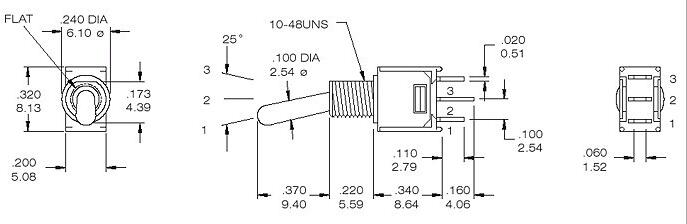 鈕子開(kāi)關(guān)TS-102A1三腳兩檔