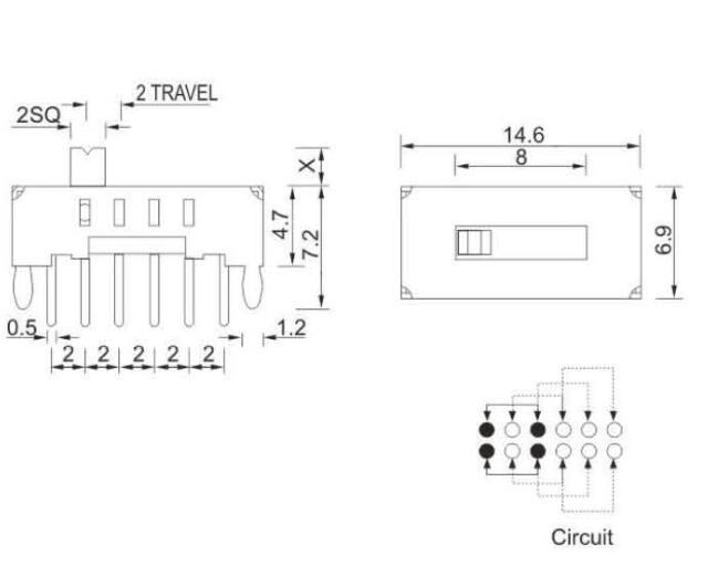 2P4T撥動開關規格書 2P4T撥動開關規格書