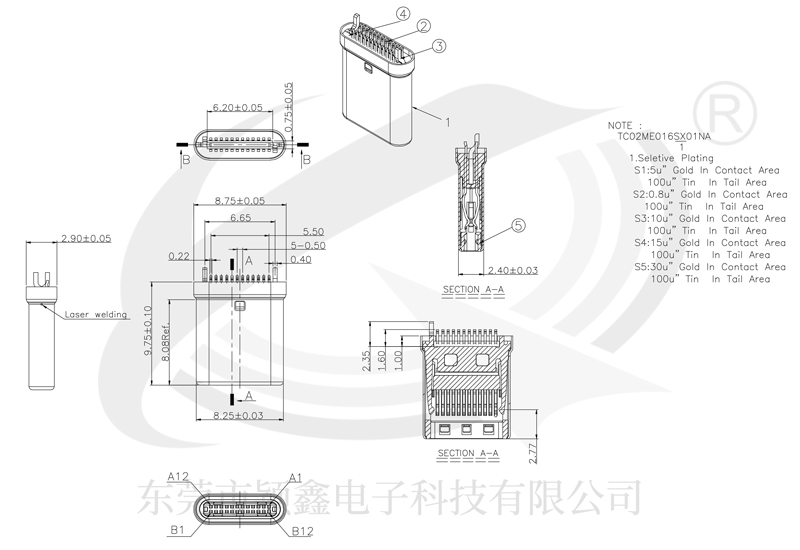 雷電3公頭插口的設計結構尺寸圖.jpg 雷電3公頭插口的設計結構尺寸圖.jpg