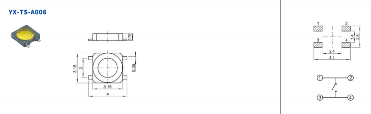 3*3四腳輕觸開關電路圖