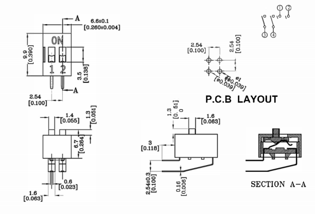 DA-02撥碼開關規格尺寸圖紙 DA-02撥碼開關規格尺寸圖紙