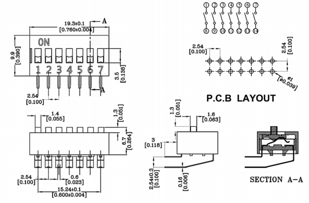 7位撥碼開關尺寸圖