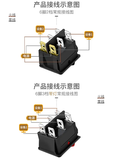 船型開關接線示意圖 船型開關接線示意圖